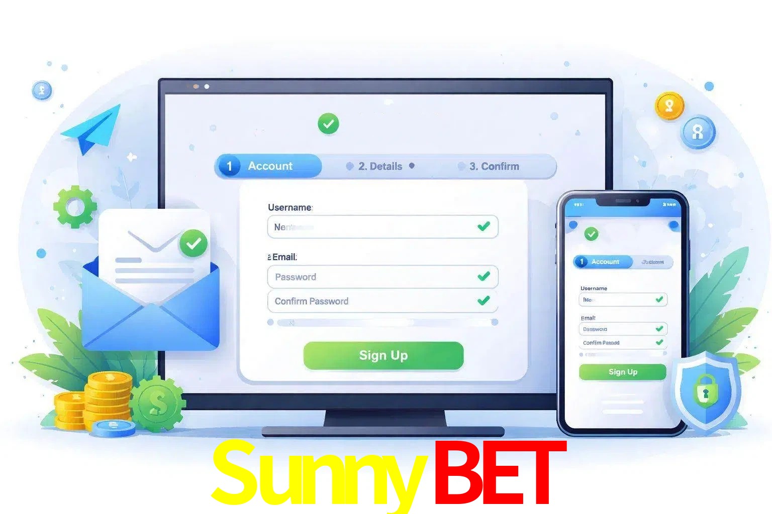 Registro de nuevo usuario y configuración de cuenta SunnyBet