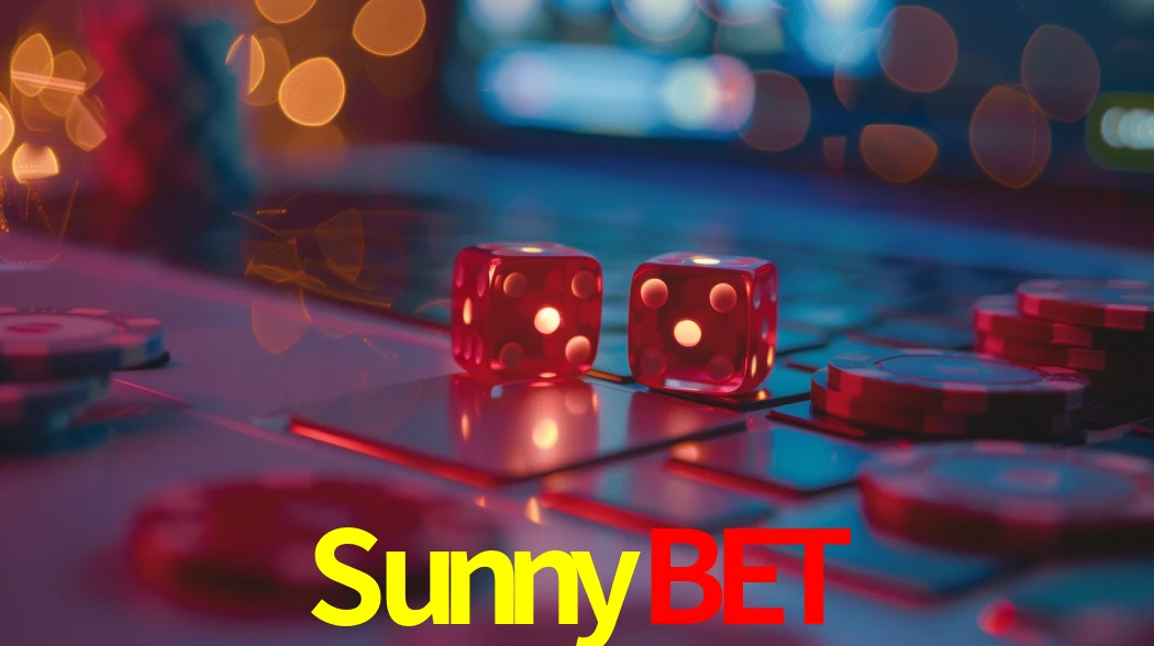 Una escena digital vívida inspirada en casino con SunnyBet mostrado prominentemente, luces brillantes, fichas, cartas y acentos dorados.